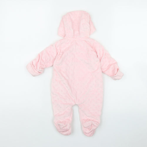 George Girls Pink Polka Dot Polyester Coverall One-Piece Size 0-3 Months  Zip