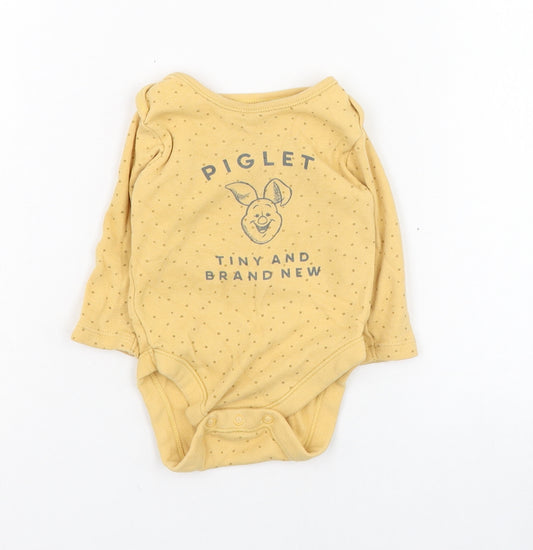 George Girls Yellow Polka Dot Cotton Babygrow One-Piece Size 6-9 Months  Button - Piglet