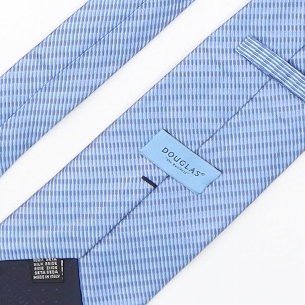 Douglas Mens Blue Striped Silk Pointed Tie One Size