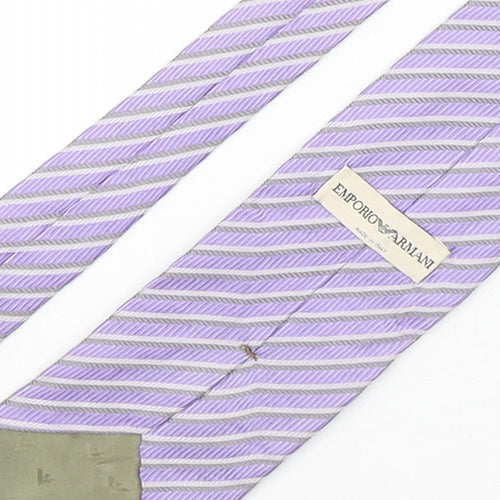 Emporio Armani Mens Purple Striped Silk Pointed Tie One Size