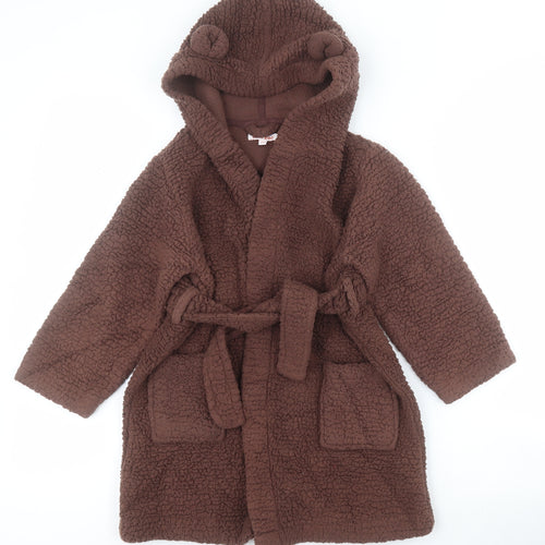 Bluezoo Boys Brown  Polyester  Robe Size 3-4 Years  Tie - Ears on hood