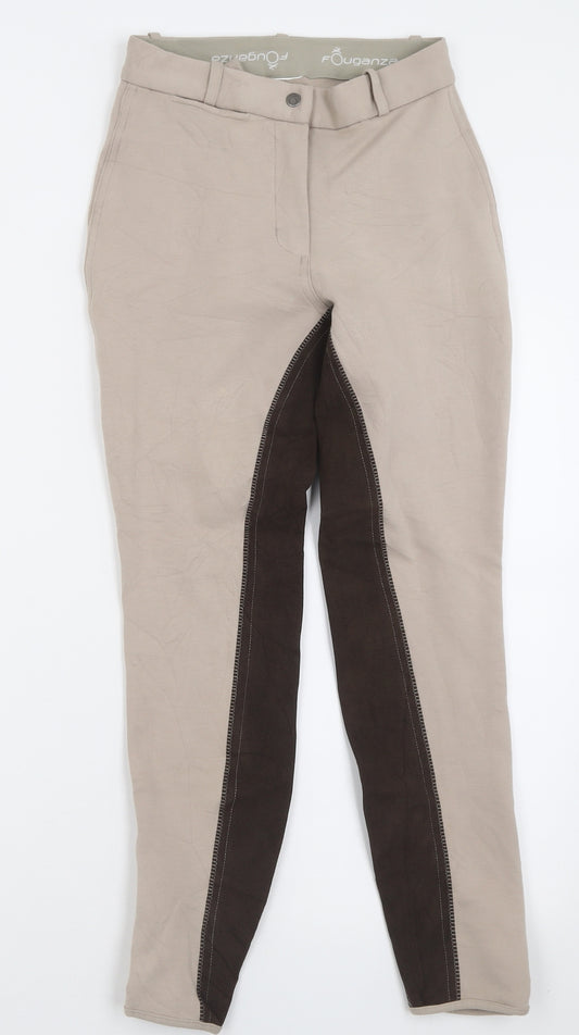 FOUGANZA Womens Beige  Polyester Capri Trousers Size 28 in L27 in Regular Button - Jodhpurs