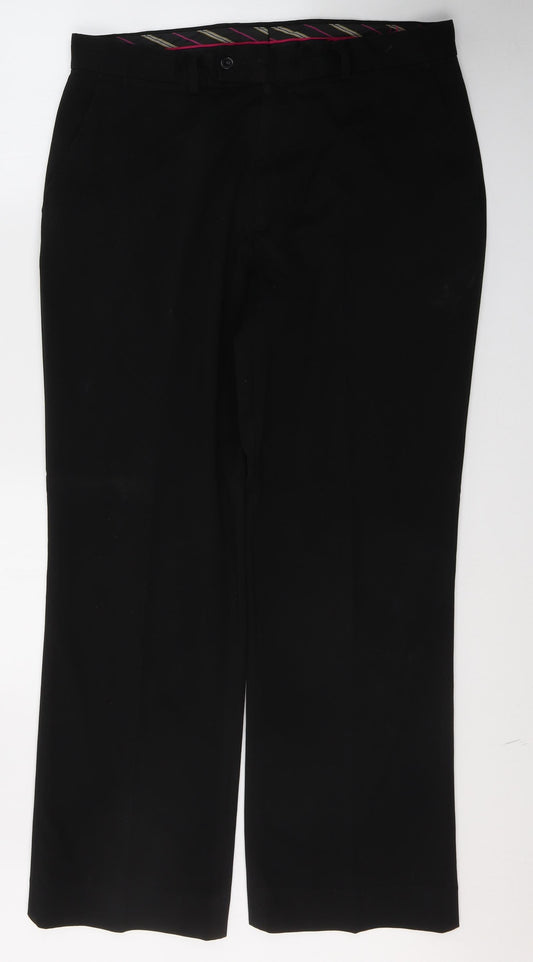 Dunnes Stores Mens Black  Polyester Trousers  Size 36 in L31 in Regular Button