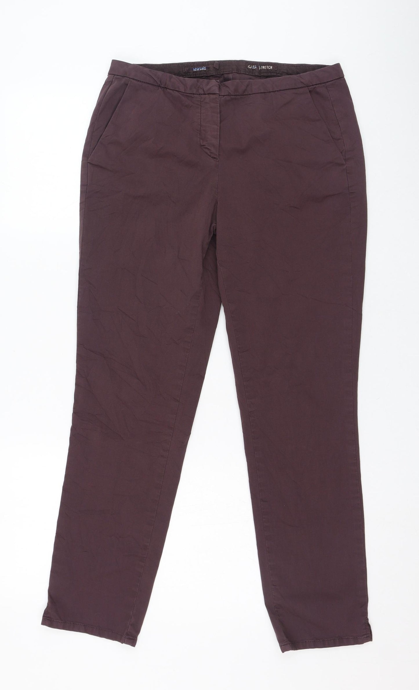 Seasalt Womens Purple  Polyester Carrot Trousers Size 10 L26 in Regular Zip