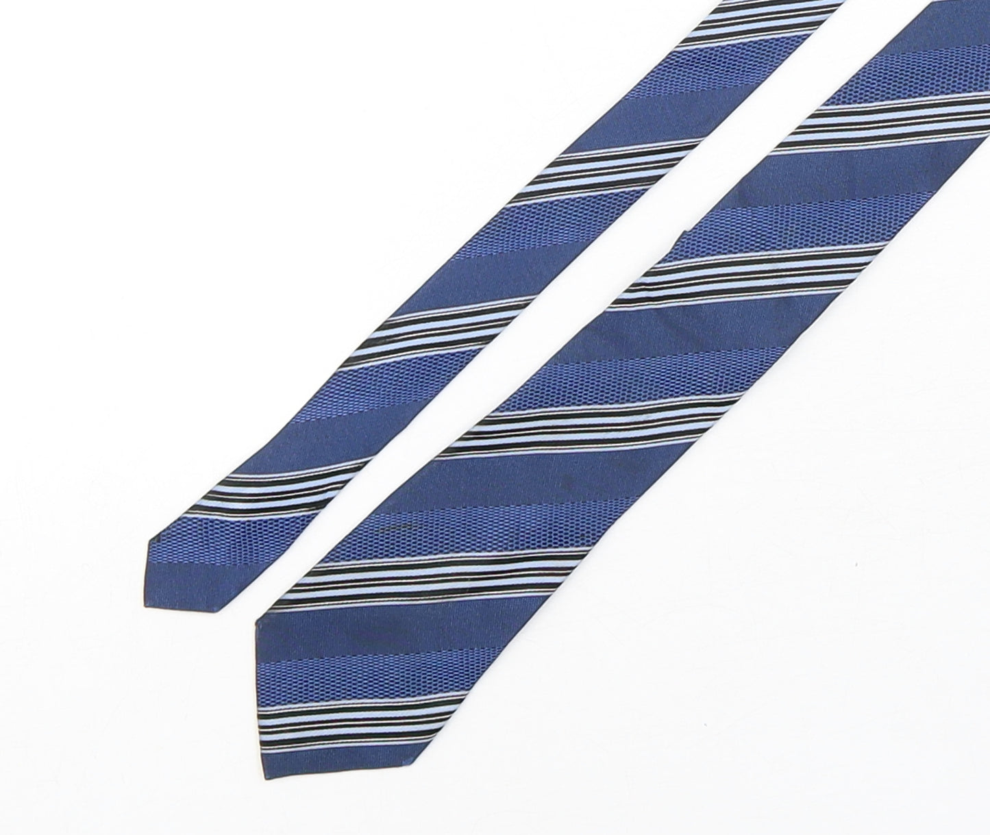 Slaters Mens Blue Striped Silk Pointed Tie One Size