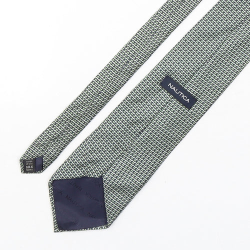 Nautica  Mens Green Geometric Silk Pointed Tie One Size
