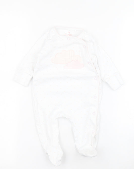 NEXT Baby White  100% Cotton Babygrow One-Piece Size 3-6 Months  Snap - Star and cloud
