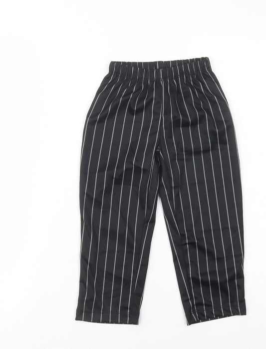 F&F Girls Black Striped Polyester Jogger Trousers Size 2-3 Years  Regular