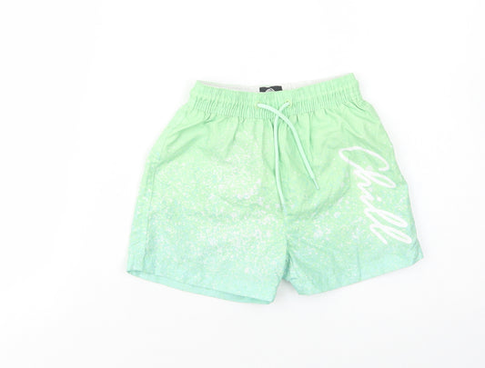 Matalan Boys Green Geometric Polyester Bermuda Shorts Size 4-5 Years  Regular Drawstring - Chill