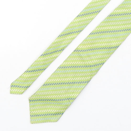 Steel & Jelly Mens Green Striped Silk Pointed Tie One Size