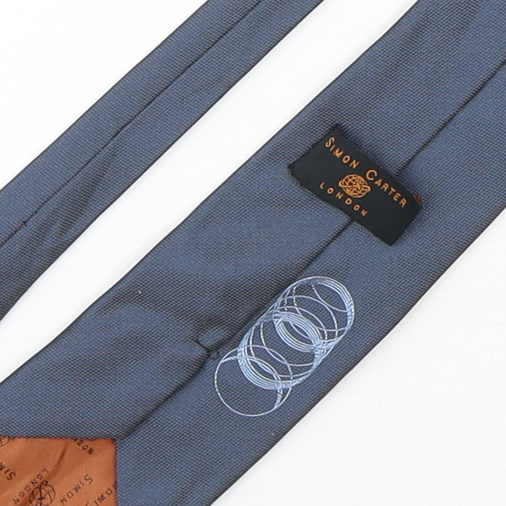 Simon Carter  Mens Blue  Silk Pointed Tie One Size