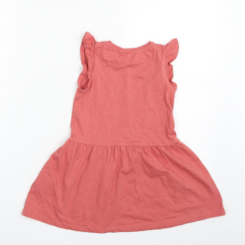 H&M Girls Pink  100% Cotton T-Shirt Dress  Size 2-3 Years  Crew Neck Pullover - Super Lovable