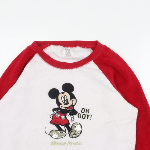 Primark Womens Red Solid Polyester Top Pyjama Top Size M   - Mickey Mouse