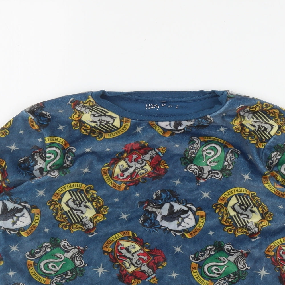 Harry Potter Boys Blue Geometric Polyester  Pyjama Top Size 9-10 Years