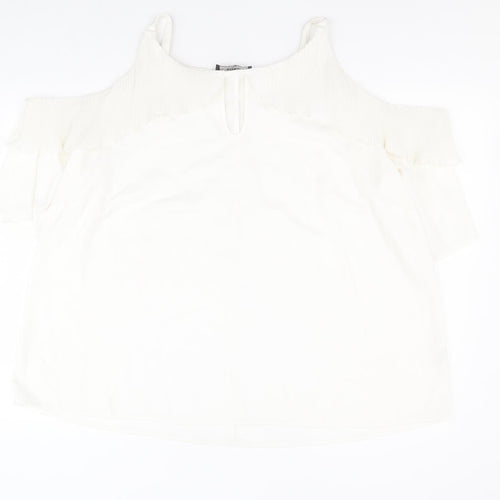 KOKO Womens White  Polyester Basic Blouse Size 22 Round Neck