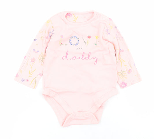 Mothercare Baby Pink Floral 100% Cotton Babygrow One-Piece Size 3-6 Months  Snap - Love you Daddy