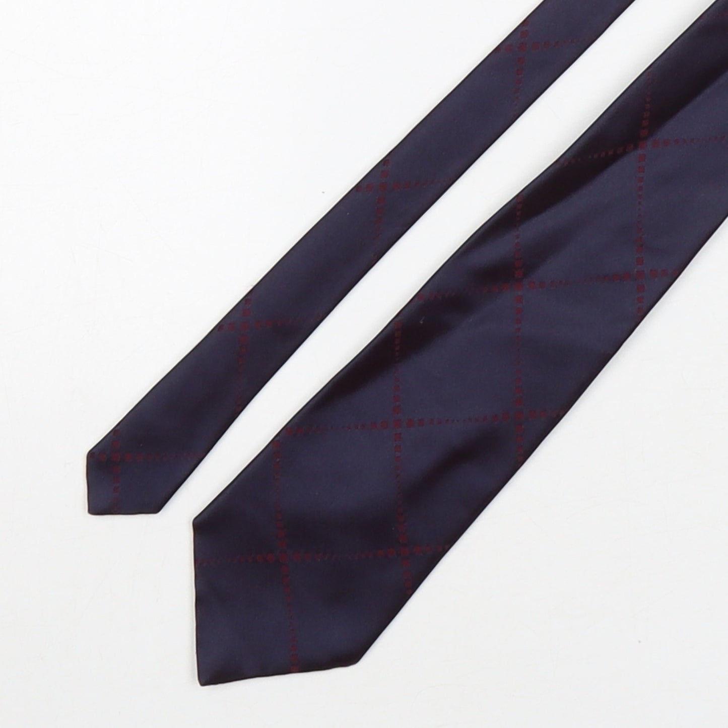 Simon Carter  Mens Purple Plaids & Checks Silk Pointed Tie One Size