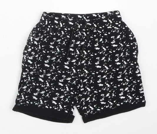 Pep&Co Boys Black  Cotton Sweat Shorts Size 7-8 Years  Regular Drawstring - Flecked Print