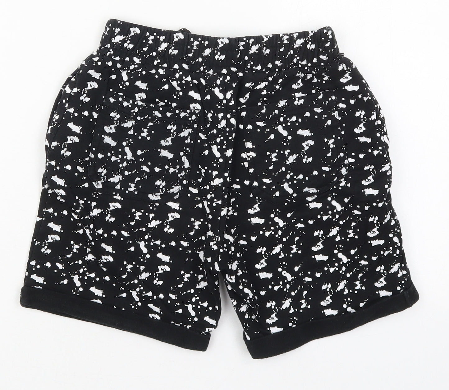 Pep&Co Boys Black  Cotton Sweat Shorts Size 7-8 Years  Regular Drawstring - Flecked Print