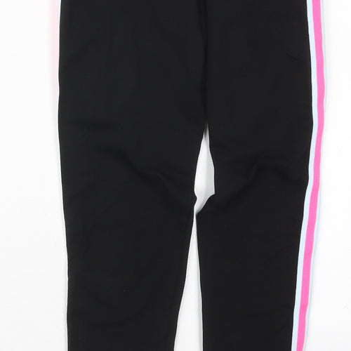 Dunnes Girls Black  Cotton Carrot Trousers Size 12 Years  Regular  - Pink Stripe
