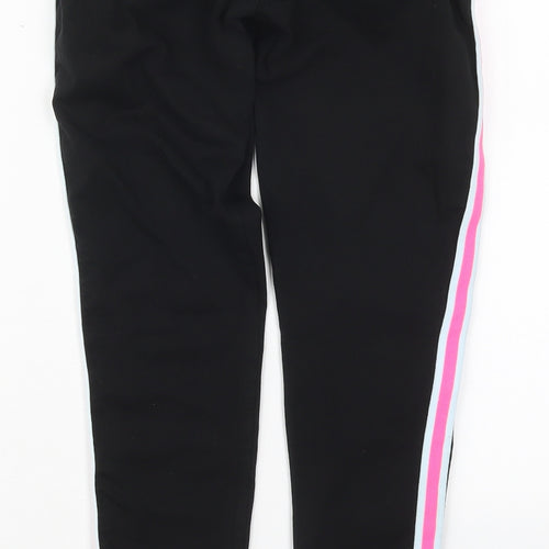 Dunnes Girls Black  Cotton Carrot Trousers Size 12 Years  Regular  - Pink Stripe