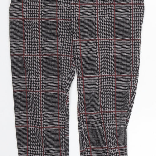 Boohoo Womens Grey Check Polyester Carrot Leggings Size 10 L24 in