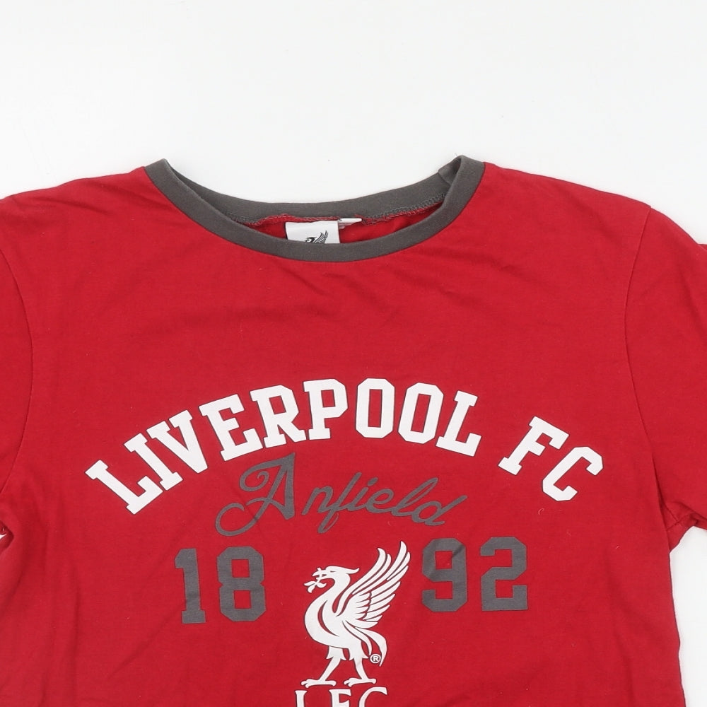 Liverpool FC Boys Red  Cotton Basic T-Shirt Size 13-14 Years Round Neck