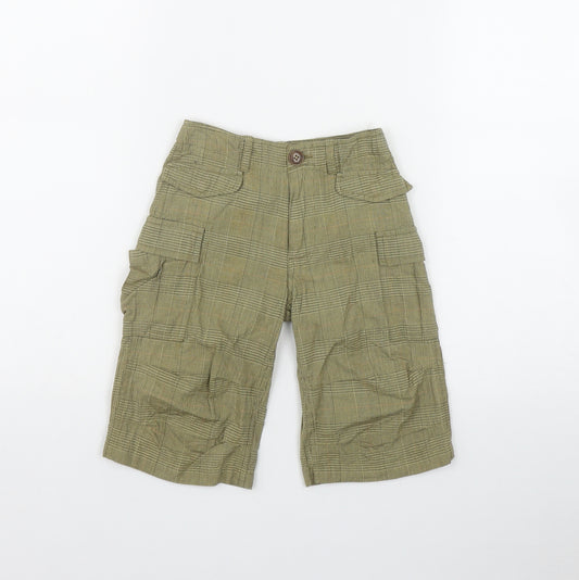 simple kids Boys Green Plaid Cotton Cargo Shorts Size 2 Years  Regular Zip