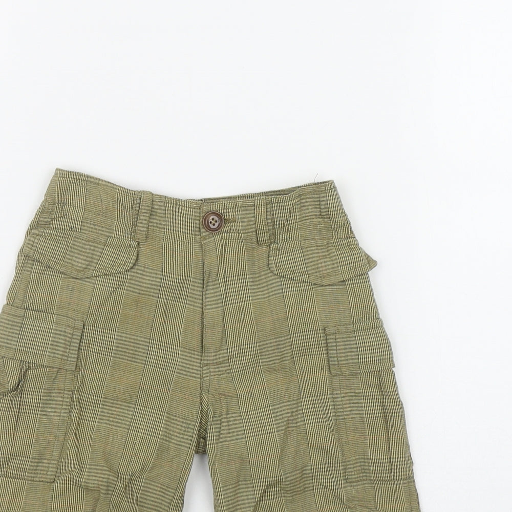 simple kids Boys Green Plaid Cotton Cargo Shorts Size 2 Years  Regular Zip