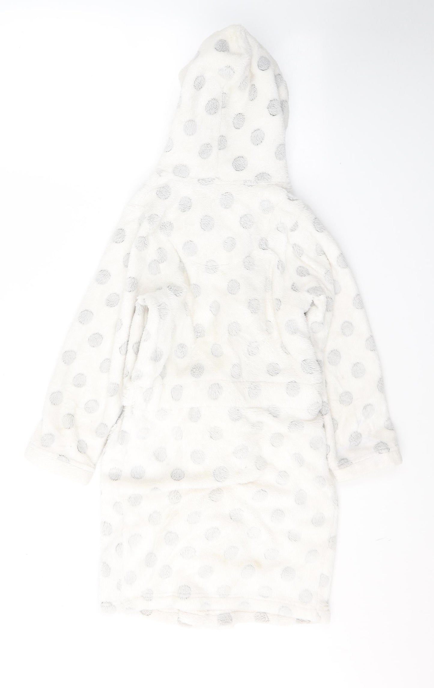 TU Girls White Spotted Polyester Kimono Gown Size 7-8 Years  Tie
