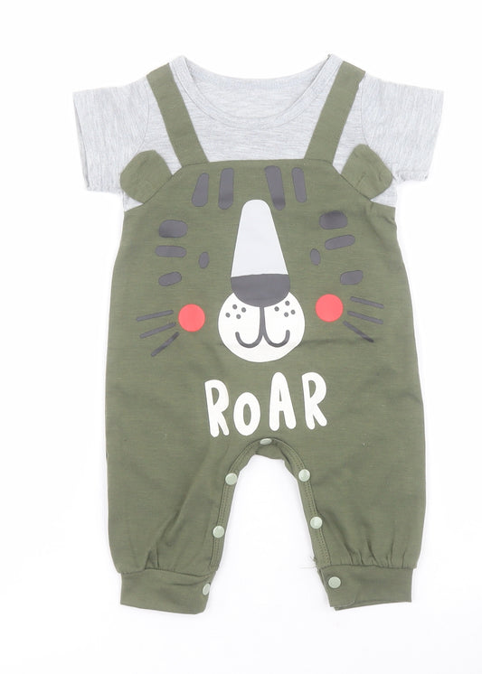 SheIn Baby Green  Polyester Babygrow One-Piece One Size  Snap - Lion