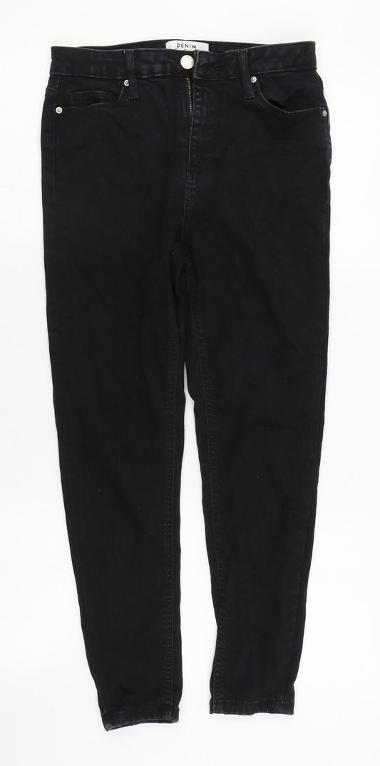 Miss Selfridge Girls Black  Cotton Straight Jeans Size 10 Years L24 in Regular Zip