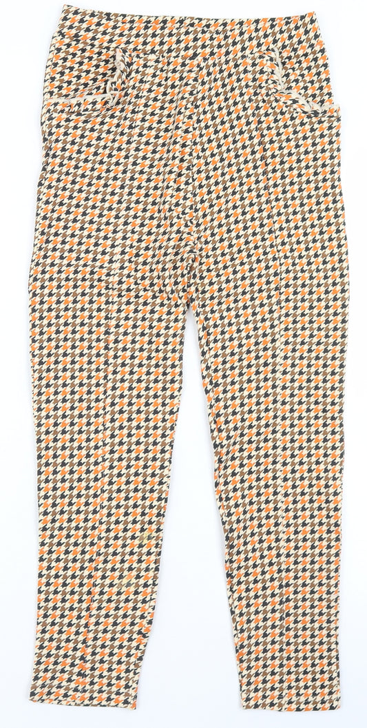 Crafted Girls Beige Houndstooth Cotton Dress Pants Trousers Size 13 Years  Regular