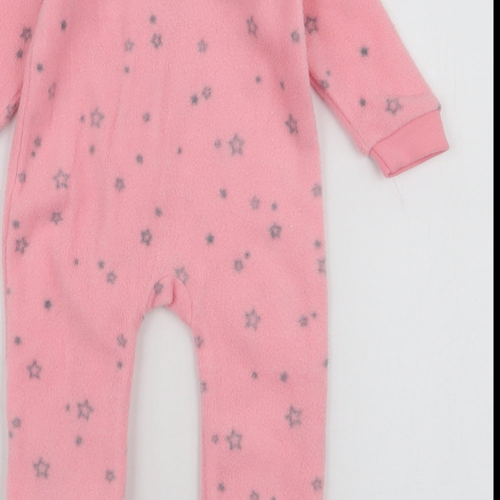 Reebok Girls Pink Spotted Polyester Babygrow One-Piece Size 0-3 Months  Zip - Stars