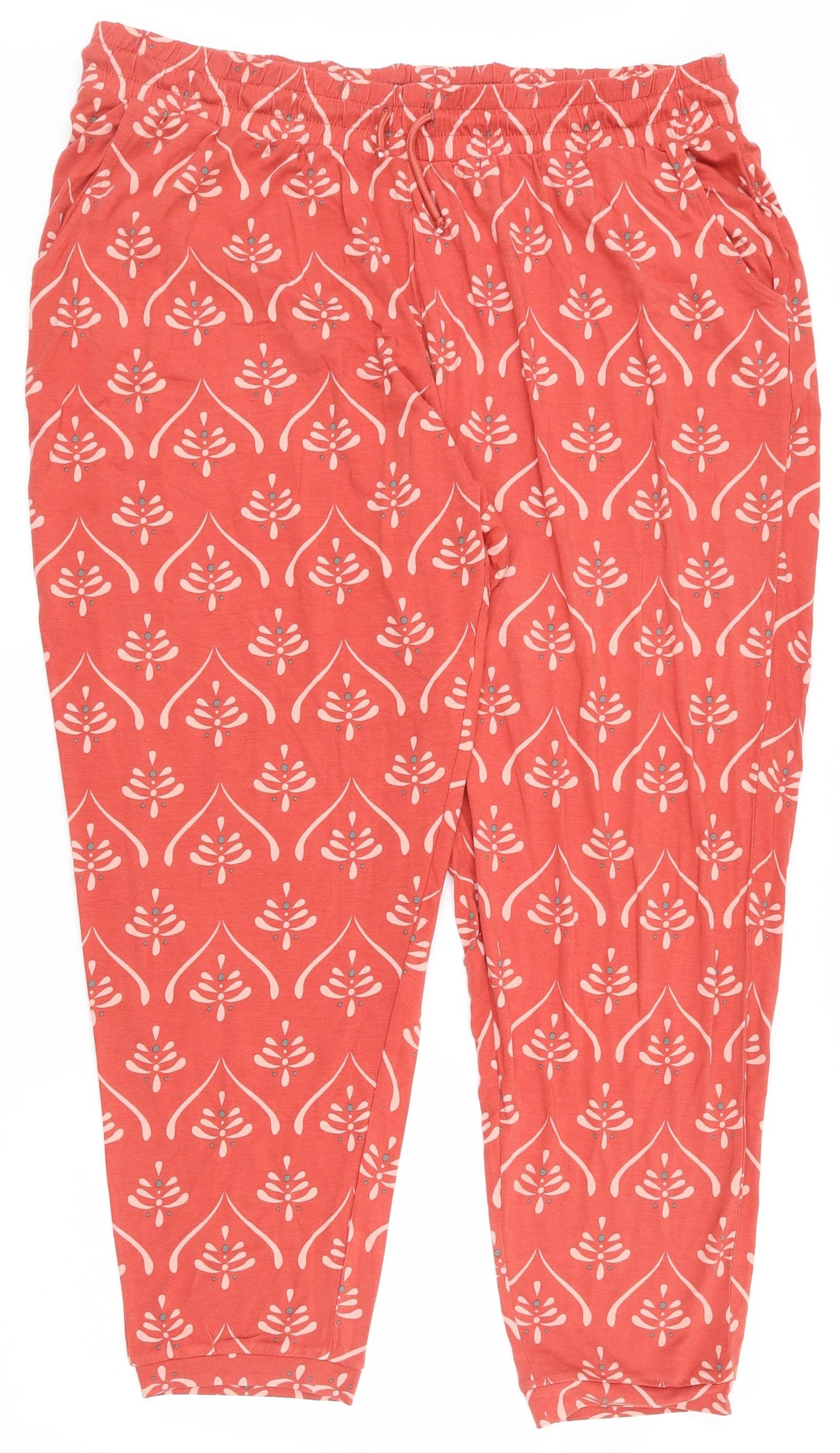 bonprix Womens Orange Geometric Viscose Jogger Trousers Size XL L29 in Regular Drawstring