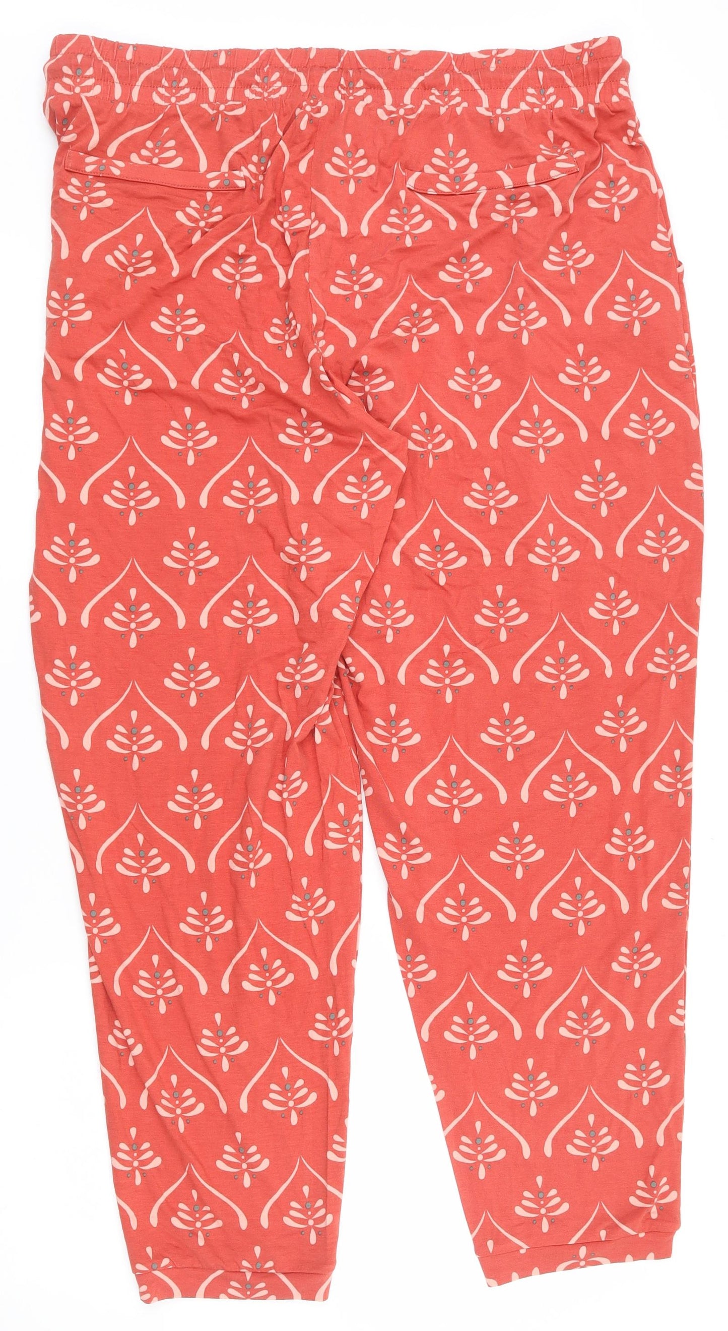 bonprix Womens Orange Geometric Viscose Jogger Trousers Size XL L29 in Regular Drawstring