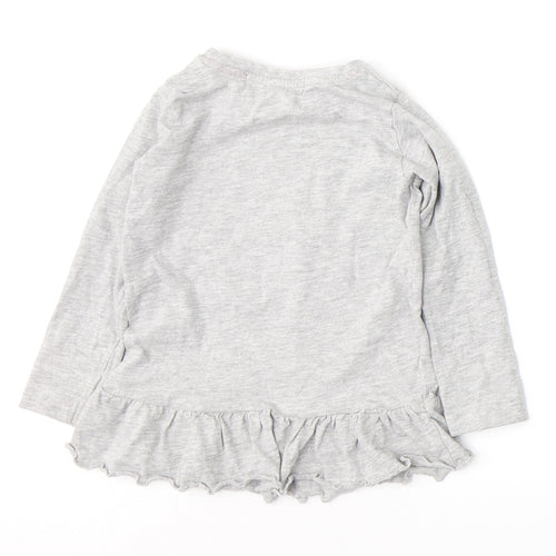 Minoti Girls Grey  Cotton Pullover Casual Size 18-24 Months Round Neck Pullover - Butterfly Cat