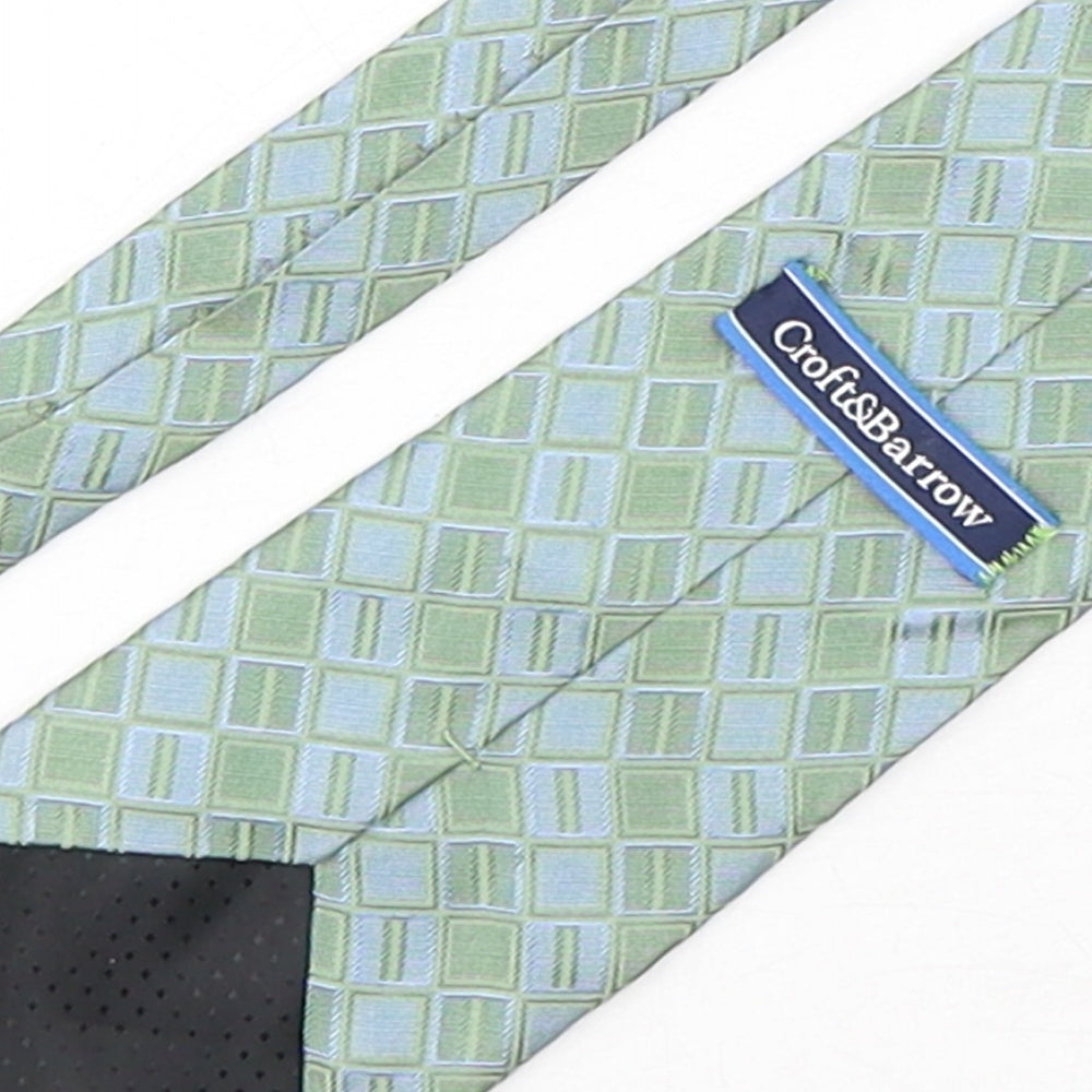 Croft & Barrow Mens Green Plaids & Checks Silk Pointed Tie One Size