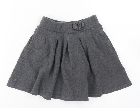 Marks and Spencer Girls Grey  Cotton Blend Pleated Skirt Size 4-5 Years  Regular  - School Wear
