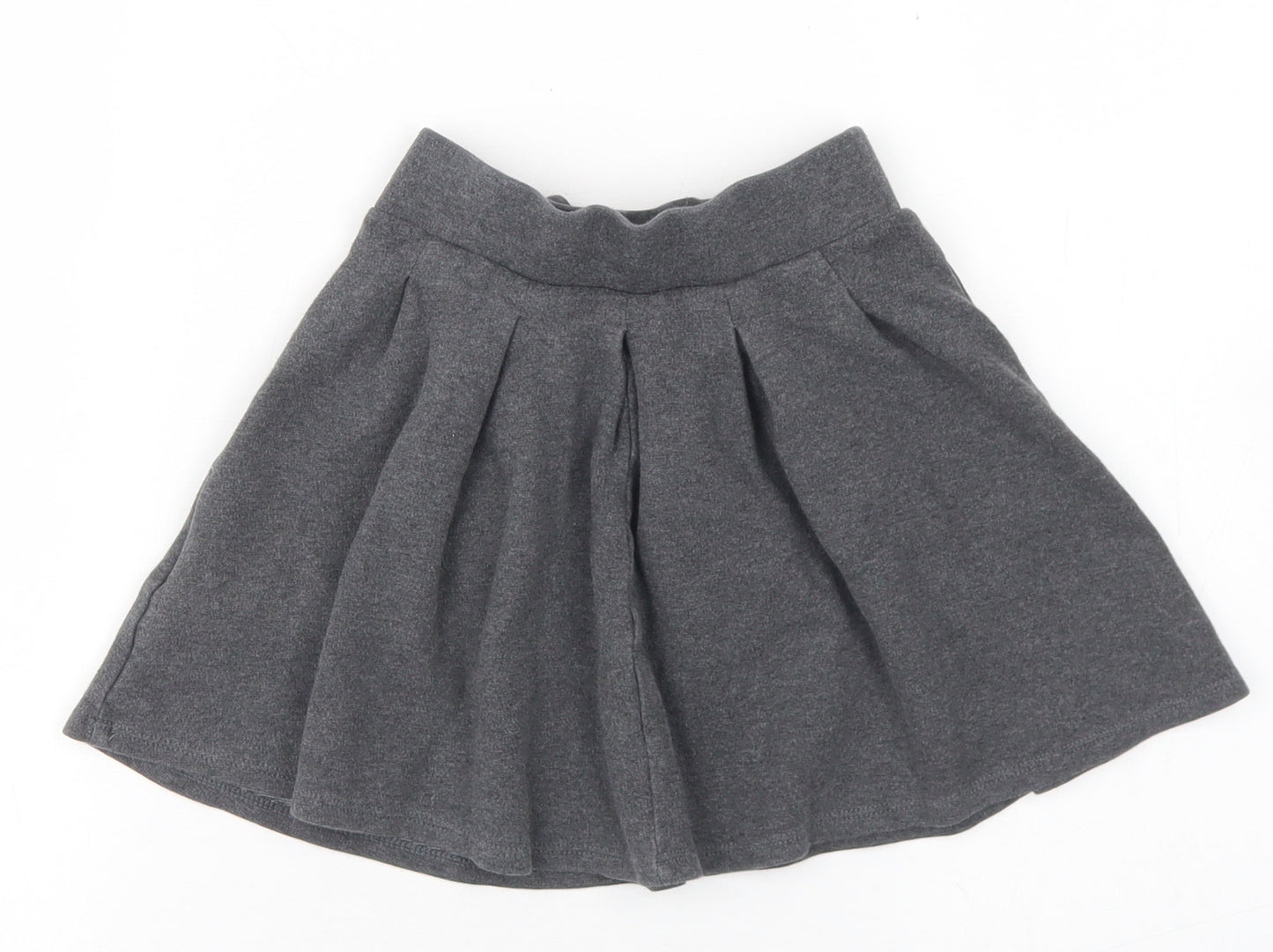 Marks and Spencer Girls Grey  Cotton Blend Pleated Skirt Size 4-5 Years  Regular  - School Wear