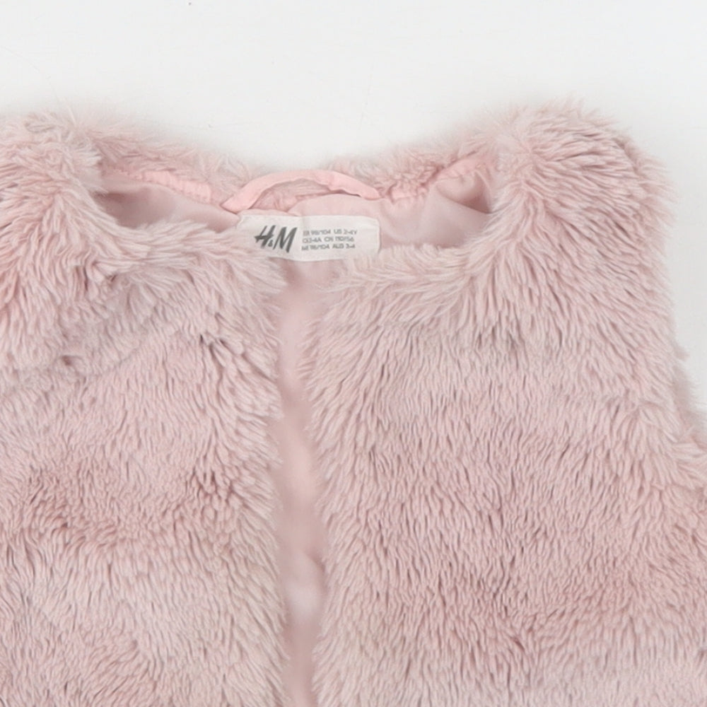 H&M Girls Pink   Gilet Jacket Size 3-4 Years