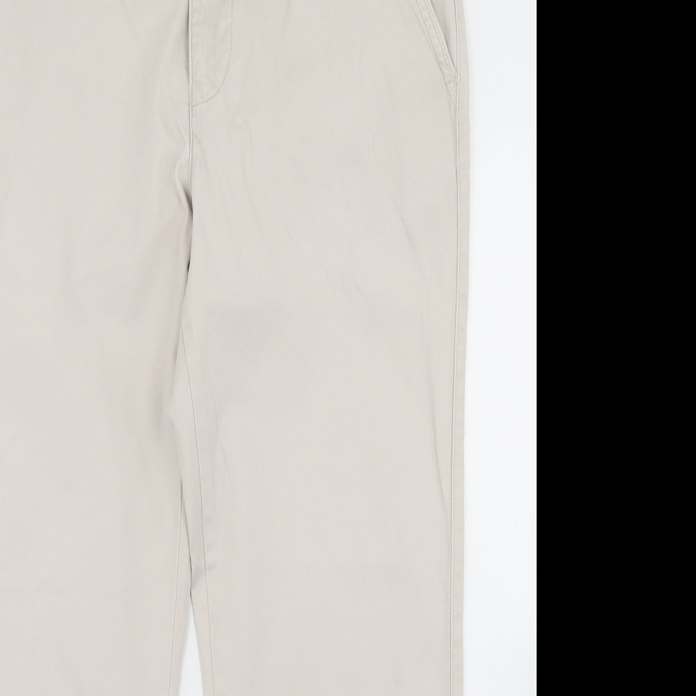 Dunnes Stores Mens Beige  Cotton Chino Trousers Size 34 in L25 in Regular Button