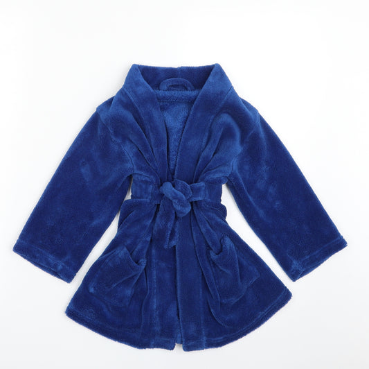 George Boys Blue Solid 100% Polyester  Robe Size 2-3 Years  Tie - Pockets