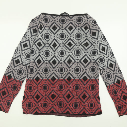 Rinascimento Womens Multicoloured Geometric Viscose Basic T-Shirt Size M Crew Neck