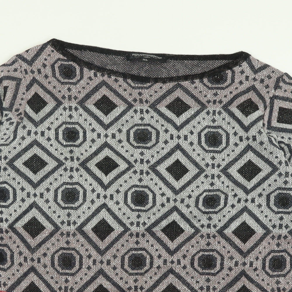 Rinascimento Womens Multicoloured Geometric Viscose Basic T-Shirt Size M Crew Neck