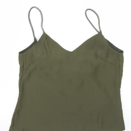 Goldie Womens Green  Polyester Camisole Blouse Size S Round Neck - Plunge Back
