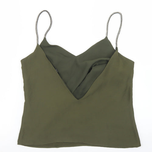 Goldie Womens Green  Polyester Camisole Blouse Size S Round Neck - Plunge Back
