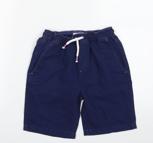 Boden Girls Blue  100% Cotton Bermuda Shorts Size 9 Years  Regular Drawstring