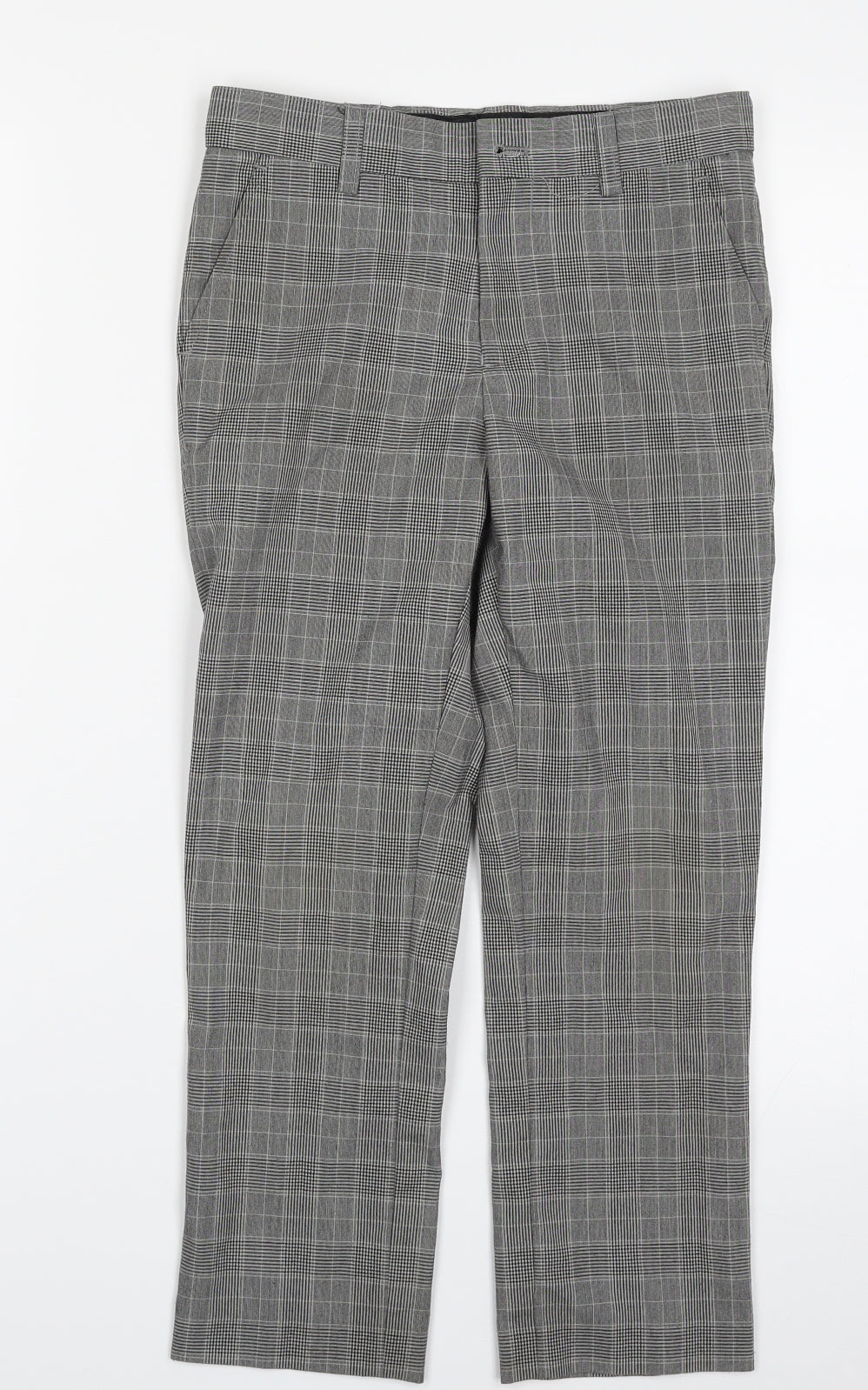 NEXT Boys Grey Plaid Polyester Dress Pants Trousers Size 9 Years  Regular Zip