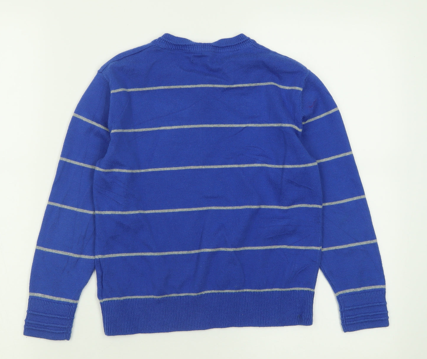 Gap Boys Blue V-Neck Striped Cotton Pullover Jumper Size 6-7 Years  Pullover